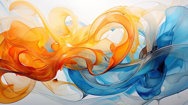 an abstract painting with bright colors and swirling lines