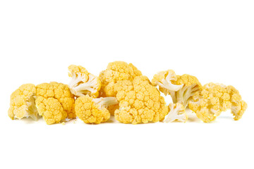 Pieces of cauliflower isolated on white background