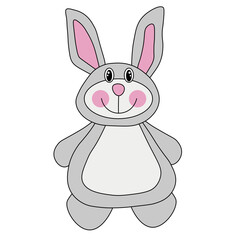 cute smiling cartoon-style bunny on a transparent background
