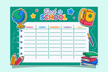 Back to School Time Table Template Vector