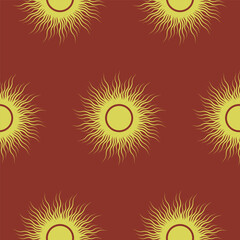 Hand drawn vector illustration seamless pattern with sun.