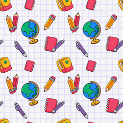 Back to  school seamless pattern with colorful style