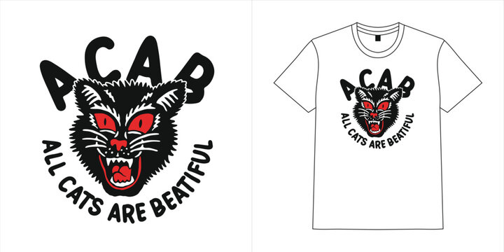 vector acab beautiful cats t shirt design