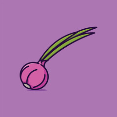 Red onion simple cartoon vector icon illustration vegetable nature icon