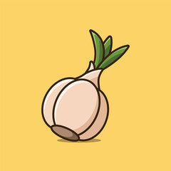 Garlic simple cartoon vector icon illustration vegetable icon