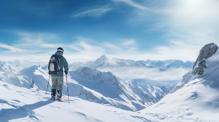 Fototapeta na wymiar Skiers on the snow mountain