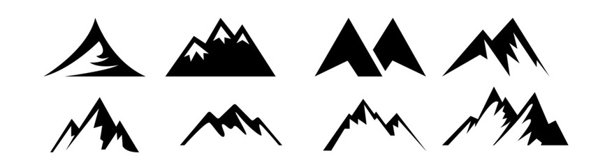 set of silhouettes of mountains