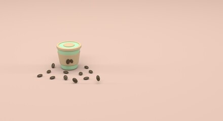 Coffee, takeaway coffee cup, coffee shop flyer, tea and coffee ad banner, app for ordering hot drinks, black drink (3d illustration)