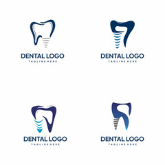set of dental logo vector icon