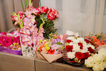 many different bouquets. The beauty of flowers.