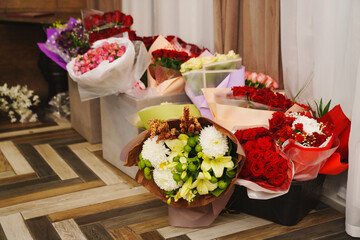 many different bouquets. The beauty of flowers.