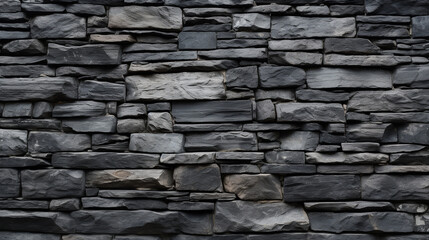 Close-Up of natural stone texture flat wall background, Rough grey stonework backdrop. Generative ai.
