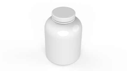protein powder jar or box, Supplement bottle white mockup, nutrition container, white plastic bottle isolated