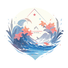 Naklejka premium Watercolor floral minimalist logo ,Watercolor floral logo,floral logo