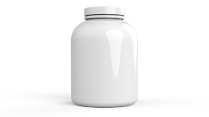 protein powder jar or box, Supplement bottle white mockup, nutrition container, white plastic bottle isolated