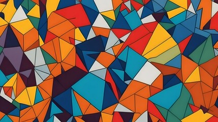 Abstract background with a mosaic-like composition, incorporating various shapes, textures, and vibrant colors. Generative AI