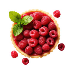 Raspberry tart isolated on transparent background