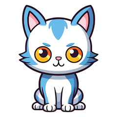 Obraz premium Whiskered Wonder: Delightful 2D Illustration of a Cat with Ojos Azules
