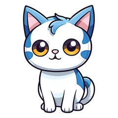 Obraz premium Whiskered Wonder: Delightful 2D Illustration of a Cat with Ojos Azules