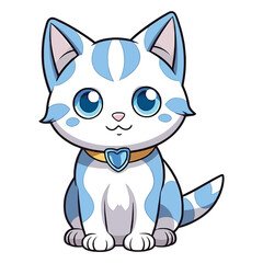 Obraz premium Whiskered Wonder: Delightful 2D Illustration of a Cat with Ojos Azules