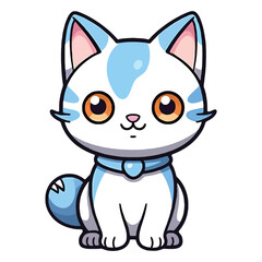 Whiskered Wonder: Delightful 2D Illustration of a Cat with Ojos Azules