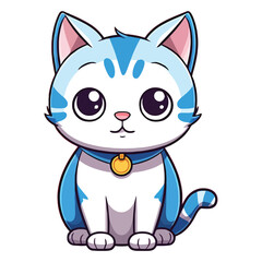 Whiskered Wonder: Delightful 2D Illustration of a Cat with Ojos Azules