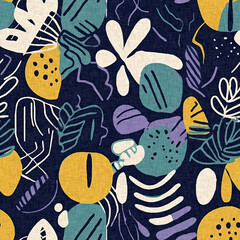 Fun modern pattern clash fabric print for summer beach textile designs with a linen cotton effect. Seamless trendy repeat background