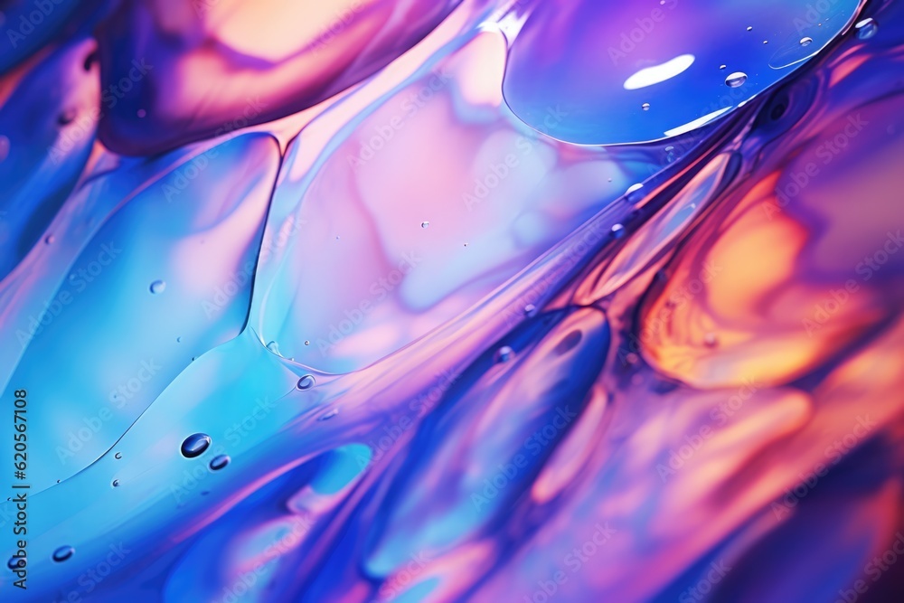 Wall mural multi coloured neon liquid shapes background, created using generative ai technology