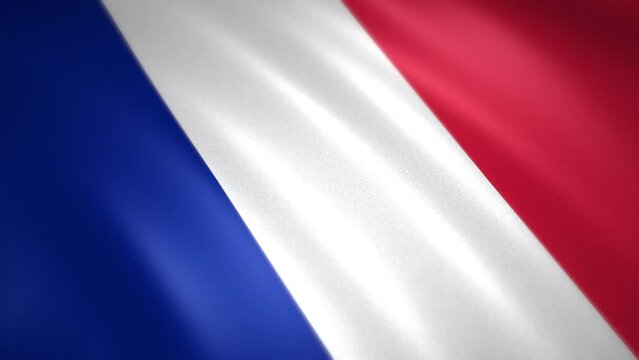 Waving France flag for background. 3D animated illustration