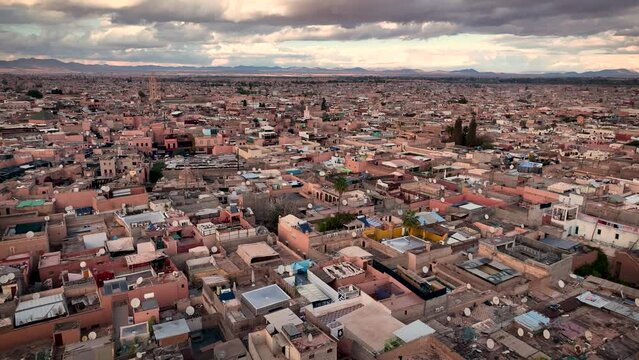 view taken by drone Jemaa El Fna square old medina - Marrakech