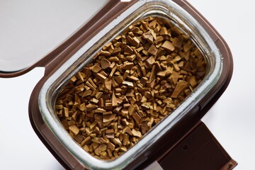 An open jar of instant coffee