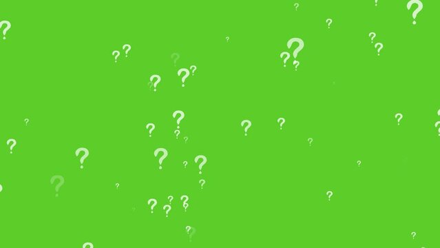 Question mark slow whirl large size effect particle element on the green screen background concept what when where why and how to