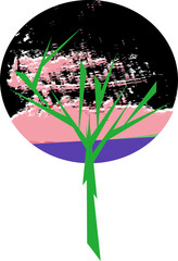 Sakura, abstract tree, abstraction, geometric, logo