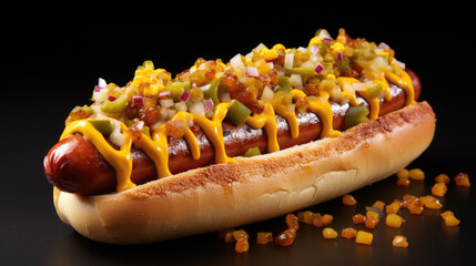 hot dog with mustard