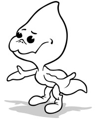 Drawing of a Water Drop with Face and Limbs