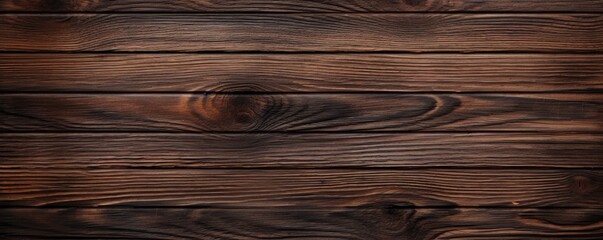 Dark oak wooden textured detailed background, panorama. Generative Ai.