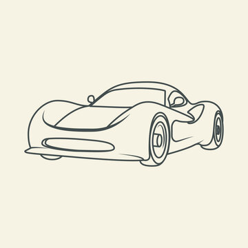 Sport Car Racing Cartoon Vector Icon Illustration. Transportation Object Icon 