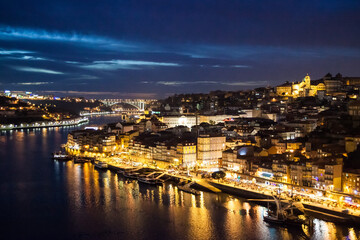Fototapeta na wymiar View of the City of Porto at night. Portugal 