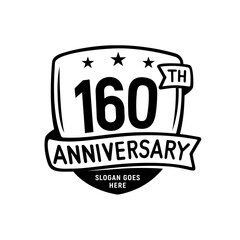 160 years anniversary celebration shield design template. 160th anniversary logo. Vector and illustration.