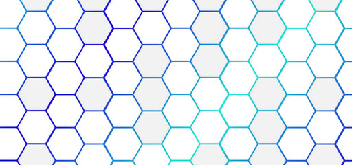 Luxury hexagonal pattern abstract white background with colorful gradient light lines. white 3d geometric texture illustration. Bright grid pattern abstract black hexagon background.