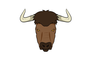 Taurus animal head cartoon wildlife face character art