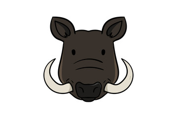 Wild boar animal head cartoon wildlife face character art