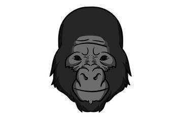 Gorilla animal head cartoon wildlife face character art