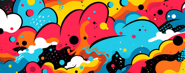 Naklejka na ściany i meble Comics illustration, retro and 90s style, pop art pattern, abstract crazy and psychedelic background, Generative AI