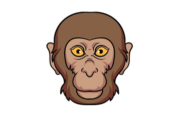 Monkey animal head cartoon wildlife face character art