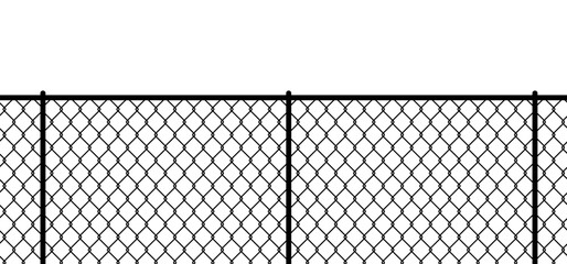 Steel wire chain, line fence. Chainlink fence. Safety fence pattern. Seamless chain link fence. Wire mesh steel icon. Grid metal chain-link. Metallic wired fence