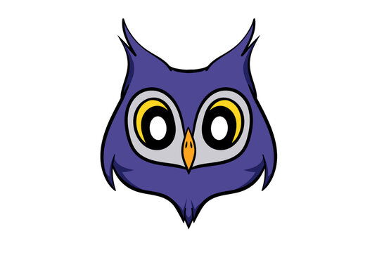 Owl animal head cartoon wildlife face character art