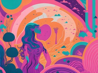 editorial illustration Linked to wellness and experimentation -Psychic Waves