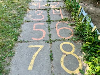 Hopscotch. Route numbers. A game for children. 