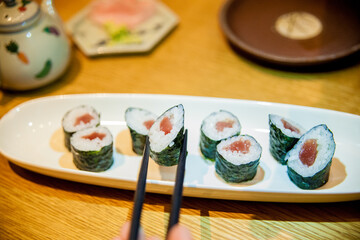 Maki sushi dish in Japan restaurant